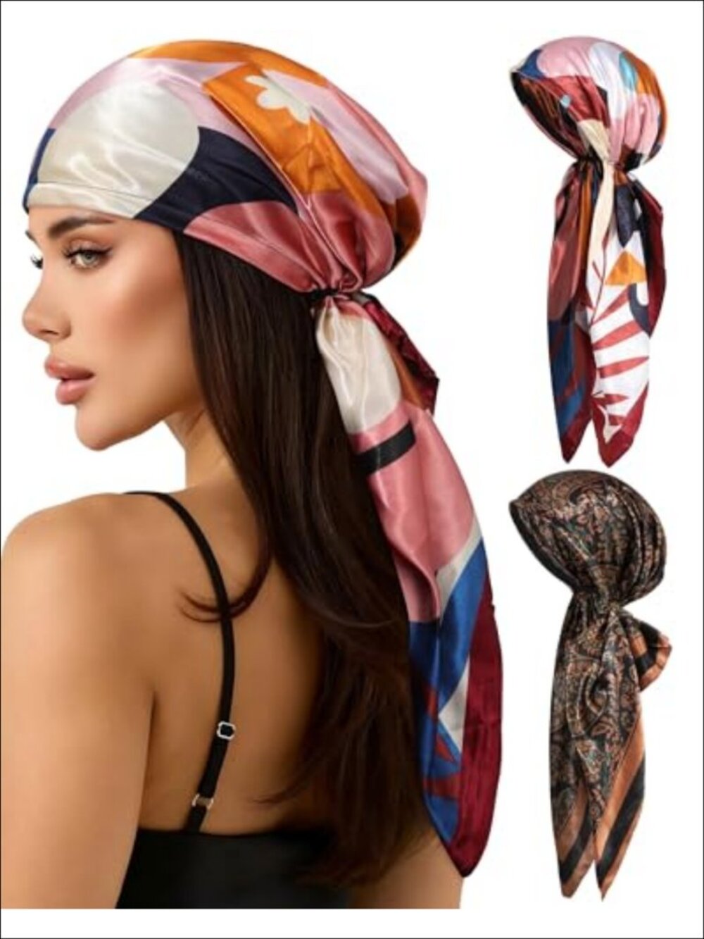 Pretied Head Scarf Women 2 Pack Chemo Headwear Turban Polyester